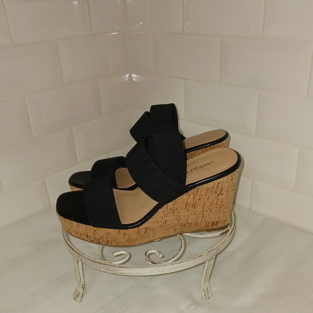 Limelight Women's Black Wedge Sandals Size 9
